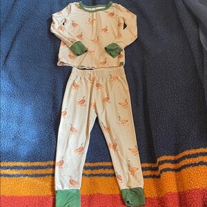 Caden Lane duck Print Pajama Set with Green Trim